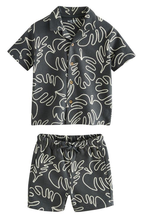 Kids' Palm Leaf Button-Up Shirt & Shorts Set (Baby, Toddler & Little Kid)