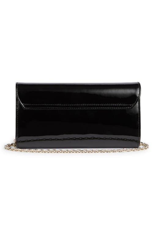 Lk Bennett Florence Curve Flap Leather Clutch In Black