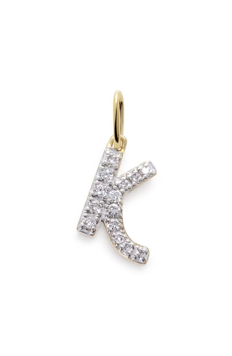 Monica Vinader Diamond Initial Pendant, Main, color, K- 14K Yg