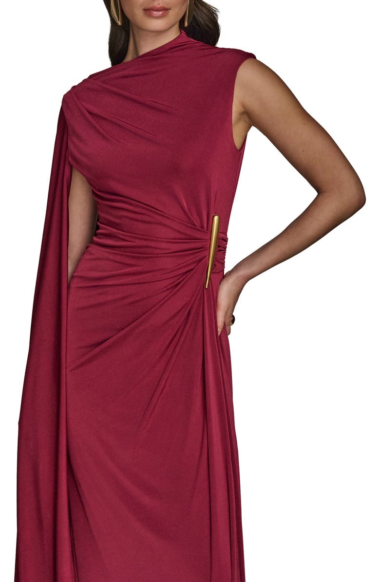 Donna Karan New York Ruched Drape Gown, Alternate, color, Sangria