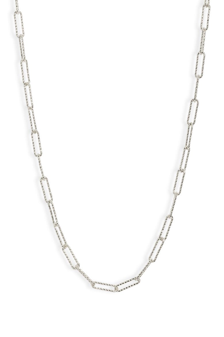 Demi Fine Faceted Paper Clip Chain Necklace, Main, color, STERLING SILVER PLATED