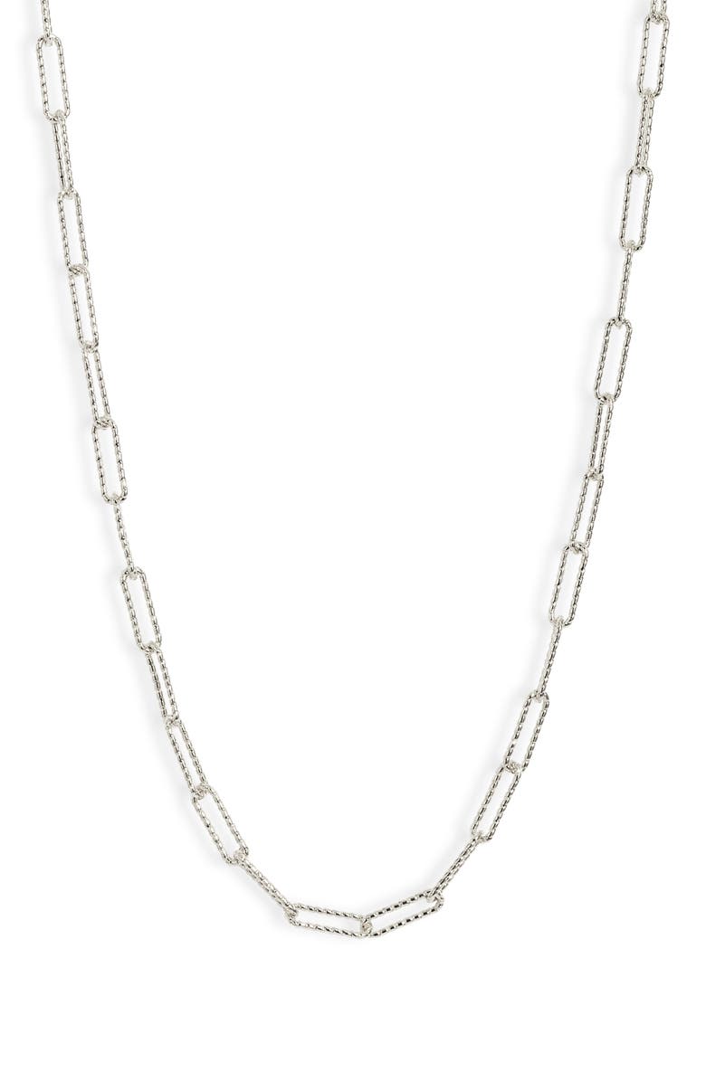 Nordstrom Demi Fine Faceted Paper Clip Chain Necklace, Main, color, Sterling Silver Plated