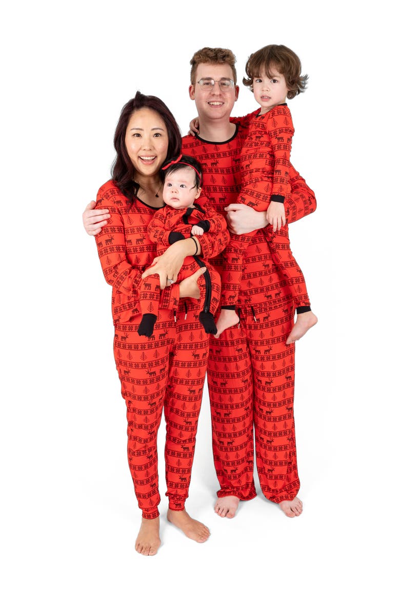 2-pc. Soft Stretch Viscose Cool Touch Matching Family Holiday Pajamas, Alternate, color, Reindeer Red