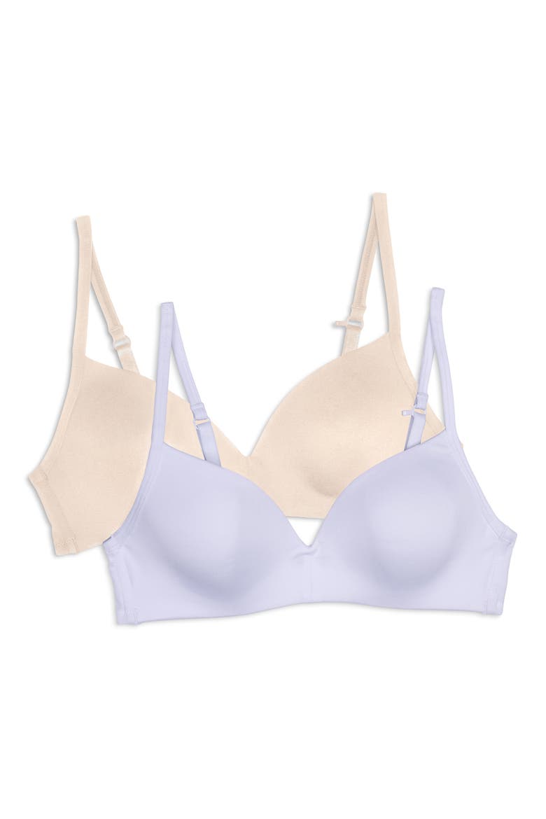 Kids' Softie Cup Bralettes - Pack of 2, Main, color, NUD/WHT