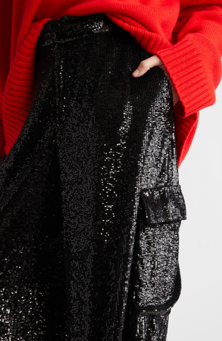 A.L.C. Megan Sequin Wide Leg Cargo Pants, Alternate, color, 