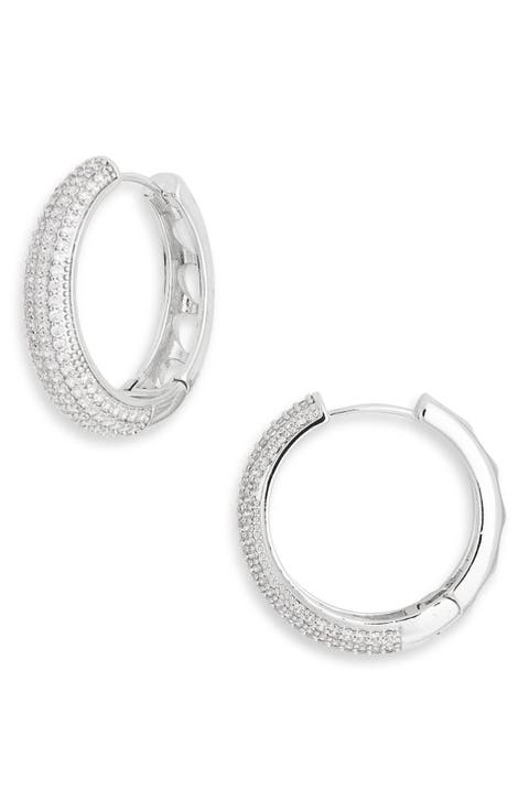 Crystal Embellished Hoop Earrings