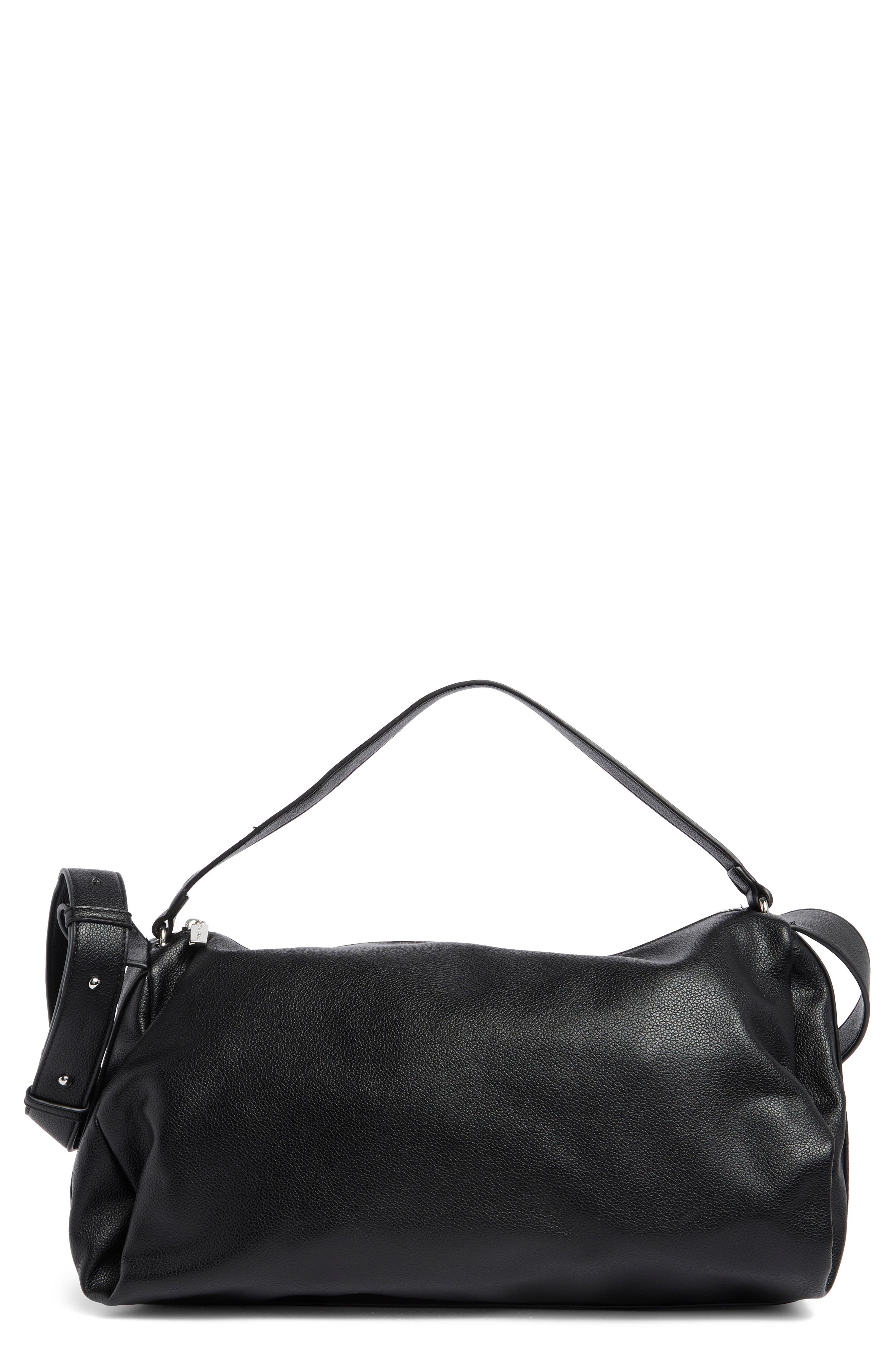 BCBG Faux Leather Barrel Crossbody Bag, Main, color, 