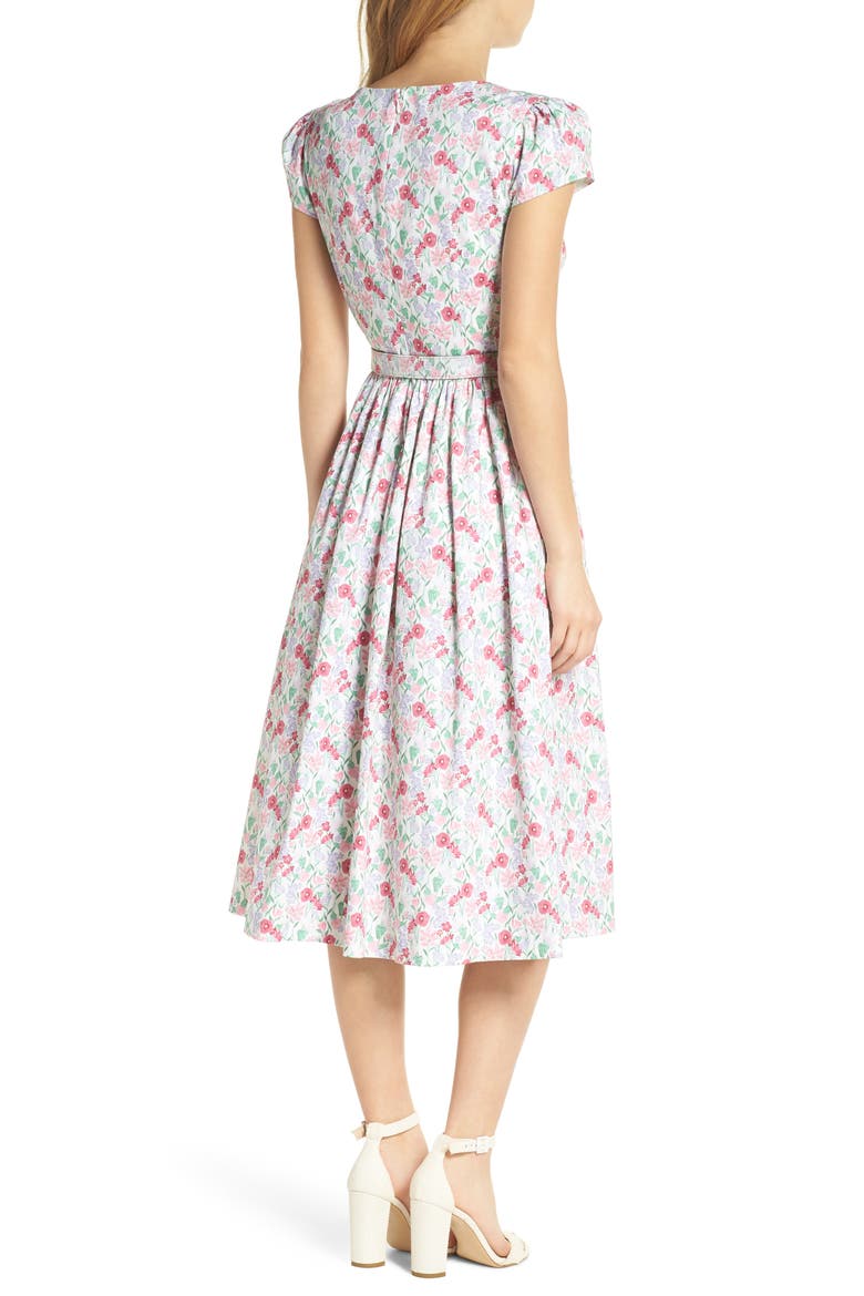 Packed Bouquet Print Stretch Cotton Dress, Alternate, color, CLOUD/ PINK