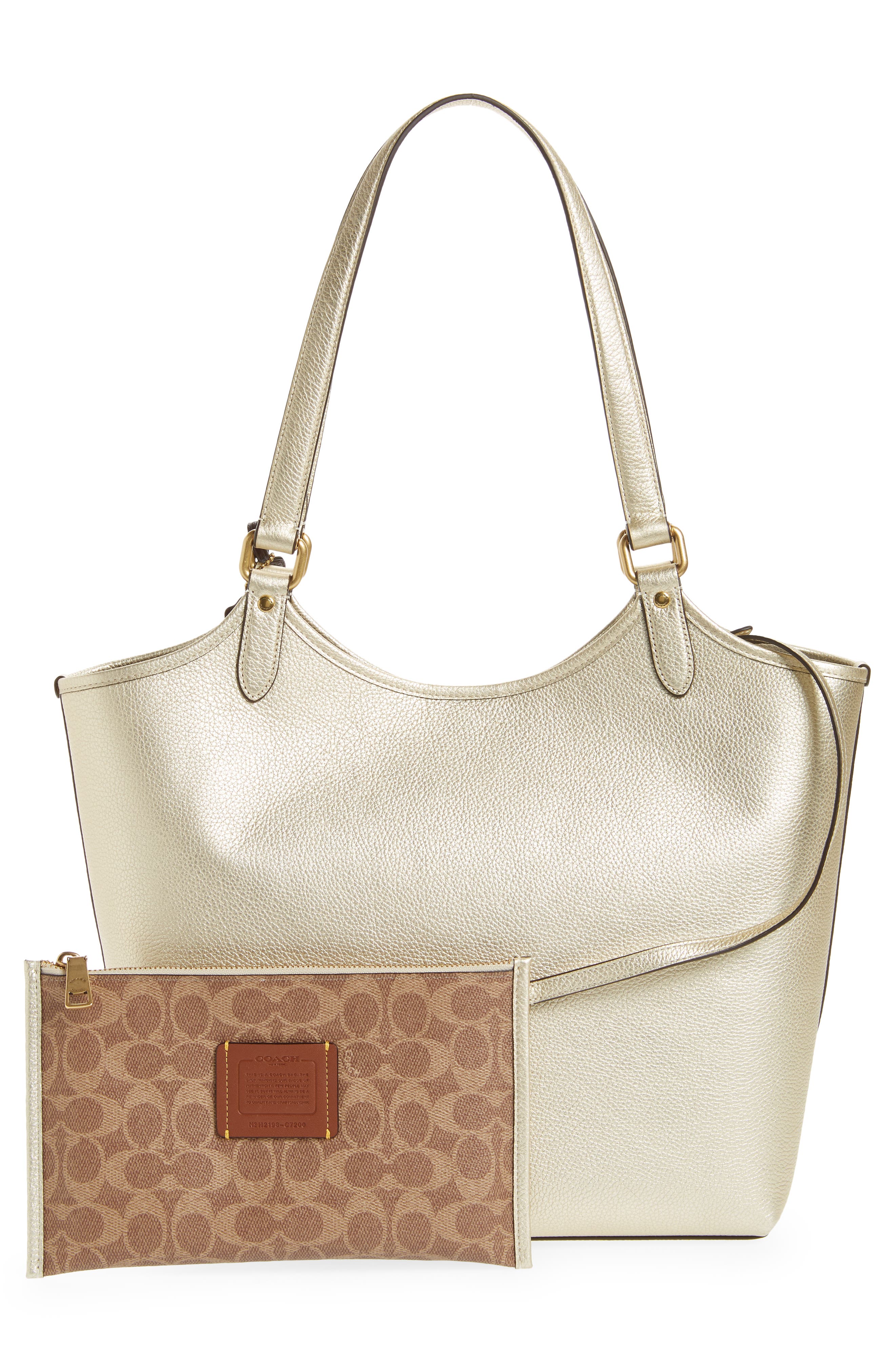 COACH Metallic Leather Everyday Tote Bag, Alternate, color, 