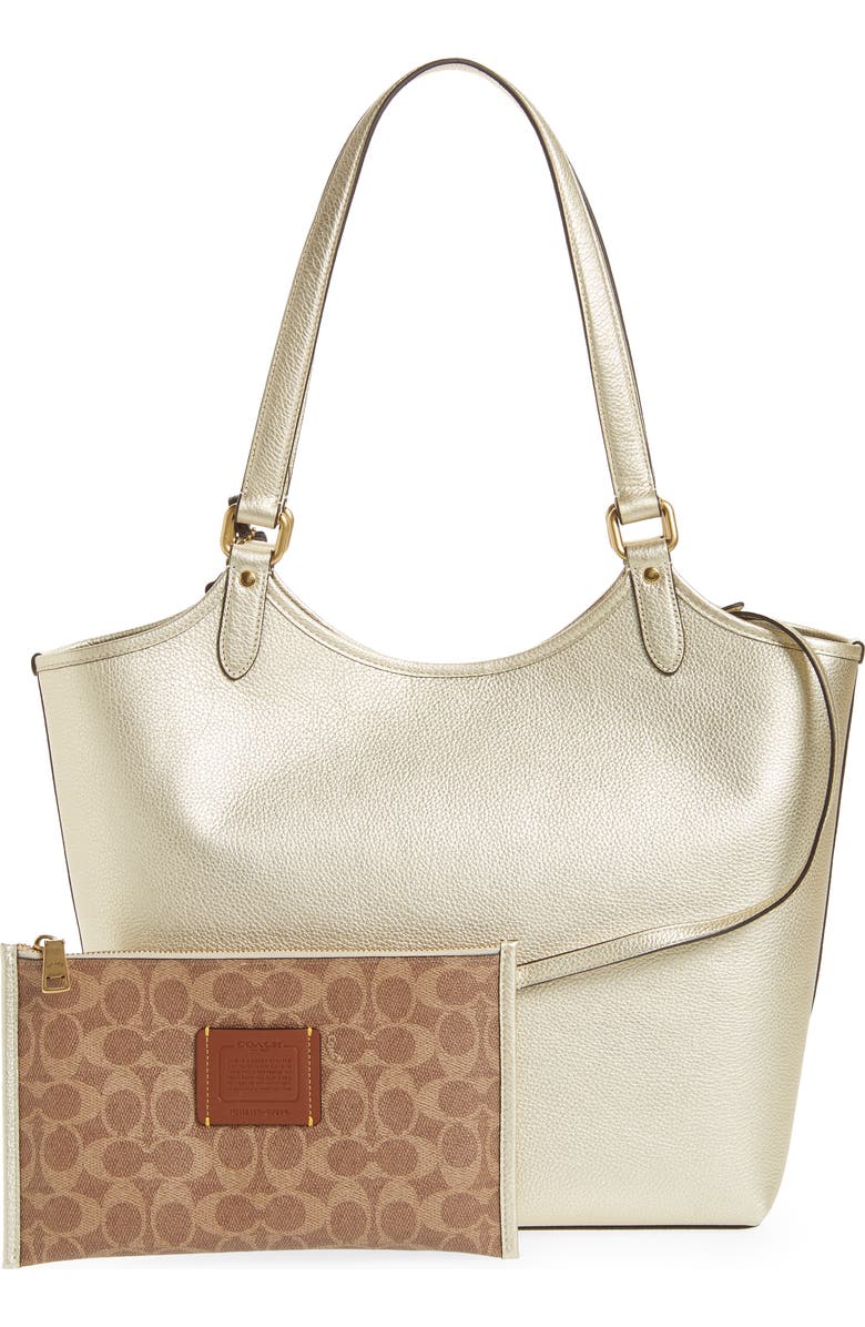 COACH Metallic Leather Everyday Tote Bag, Alternate, color,