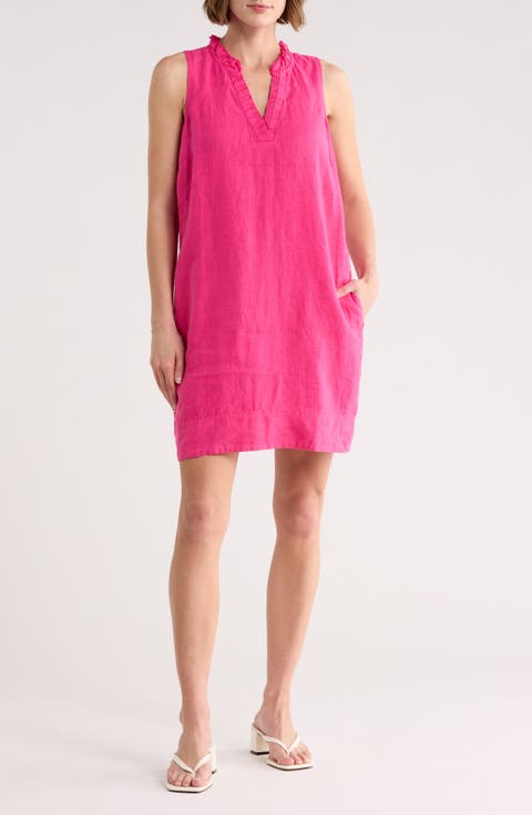 Two Palms Double Ruffle Linen Dress