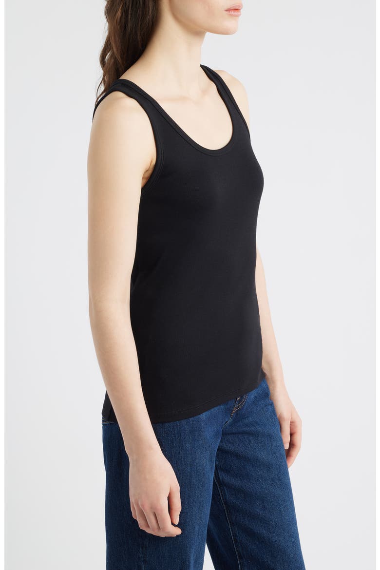 Slim Fit Scoop Neck Stretch Cotton Tank, Alternate, color, BLACK