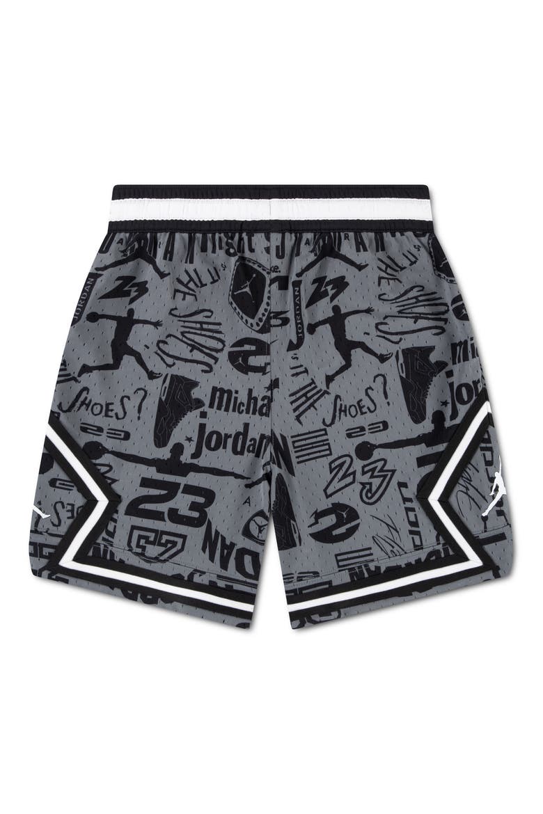Kids' Print Dri-FIT Mesh Basketball Shorts, Alternate, color, BLACK/ SMOKE GREY