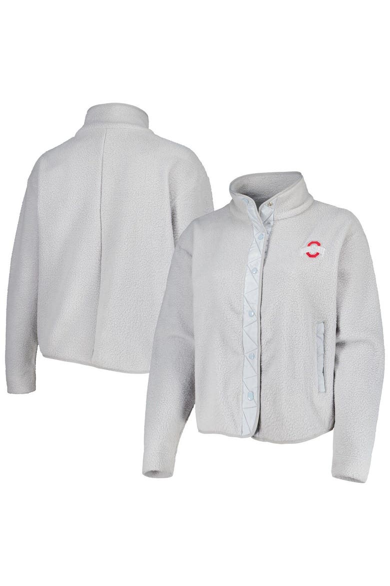 Women's Gray Ohio State Buckeyes Wheelhouse Sherpa Full-Snap Jacket, Main, color, Gray