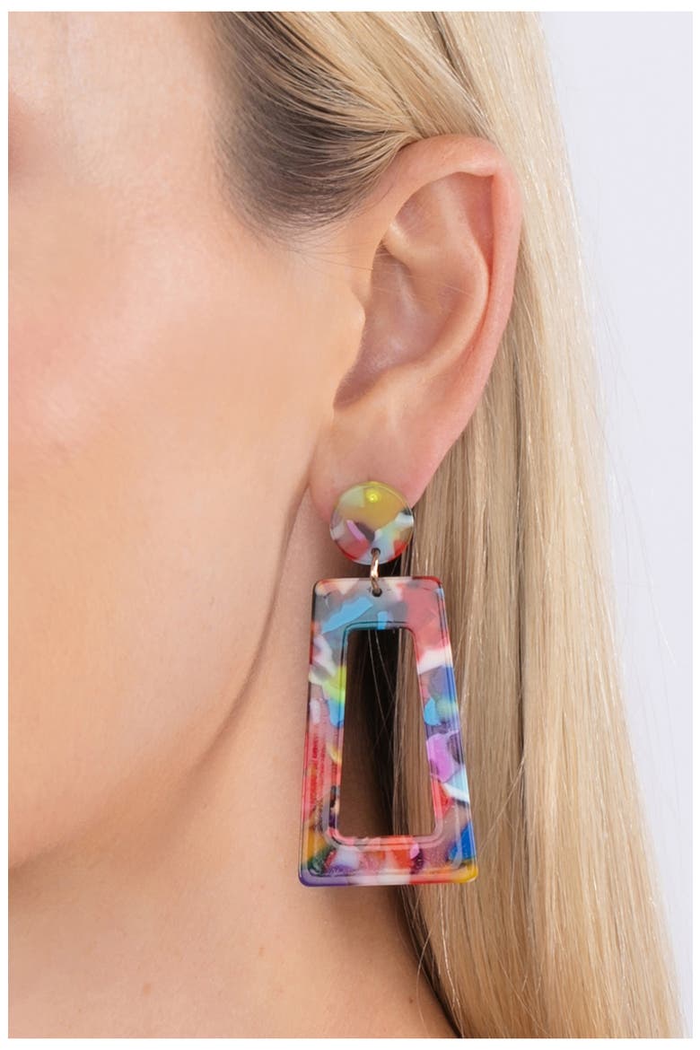 Tina Acylic Drop Earrings, Alternate, color, RED