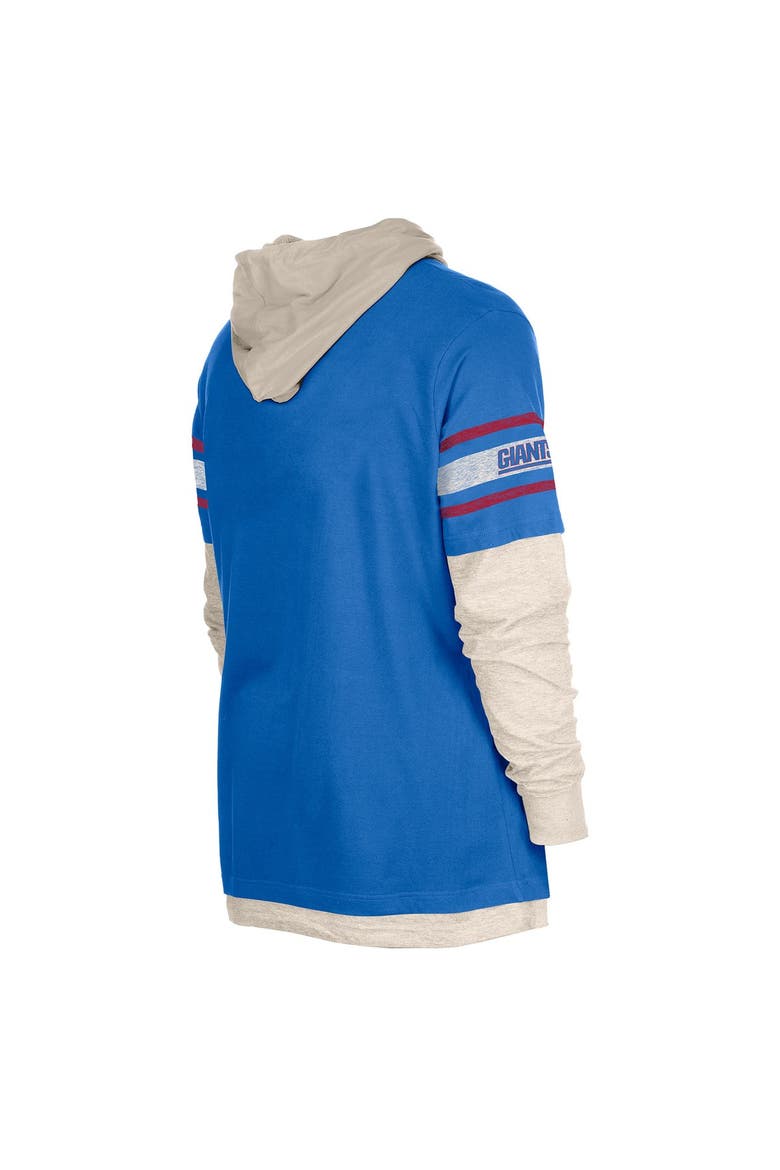 Men's New Era  Royal New York Giants Twofer Layered Long Sleeve Hoodie T-Shirt, Alternate, color, Royal