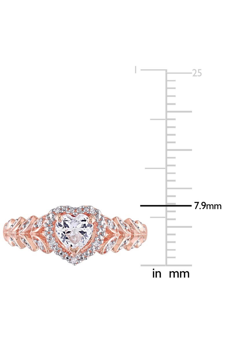 Lab-Created Sapphire & Diamond Heart Ring 10k, Alternate, color, 10k Rose Gold