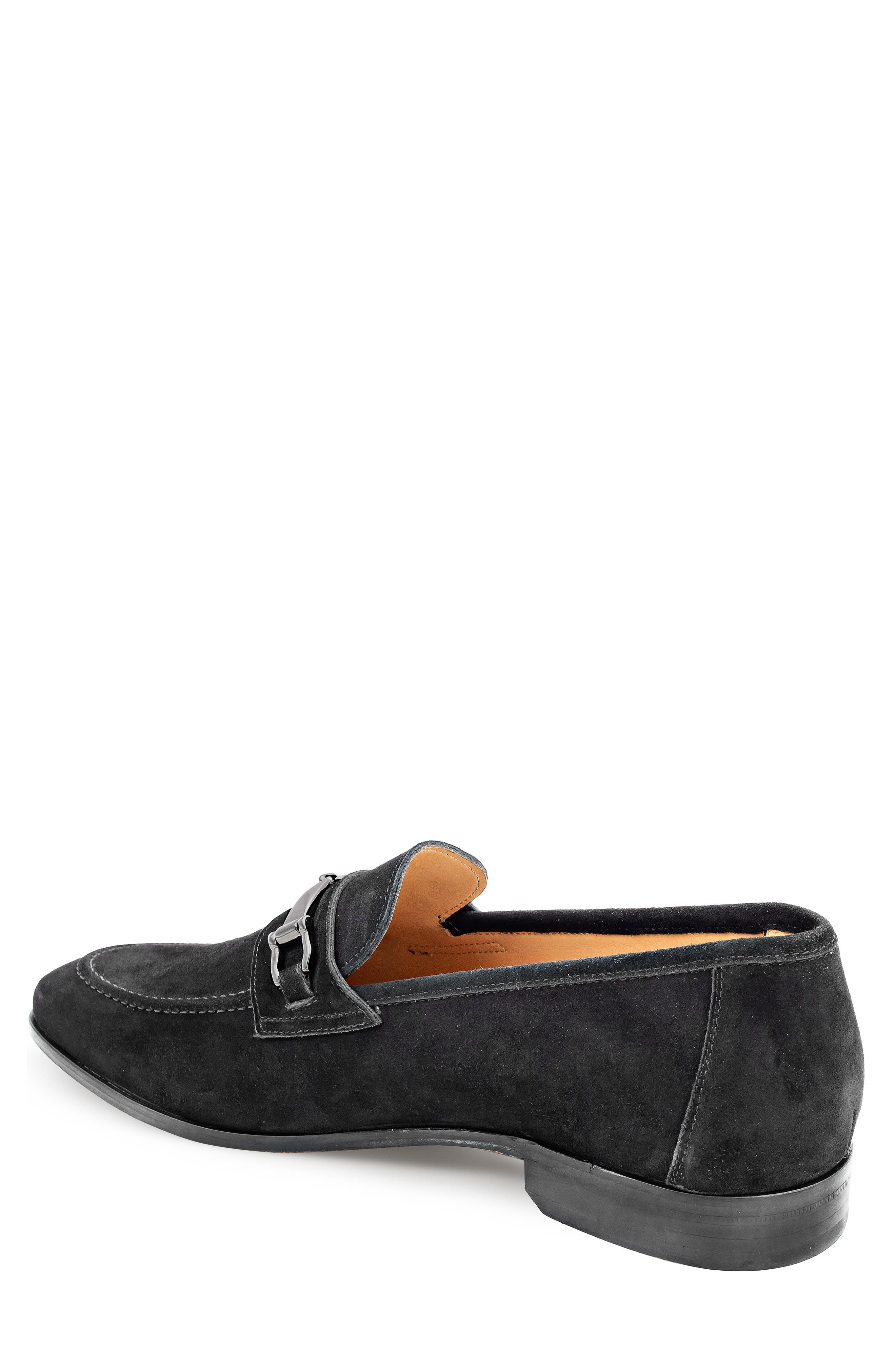 Mezlan Bracco Bit Ornament Suede Loafer, Alternate, color, Black