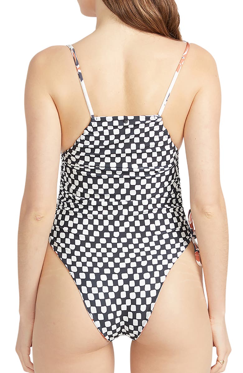 Volcom Check Mate Cinched Ties One-Piece Swimsuit, Alternate, color,