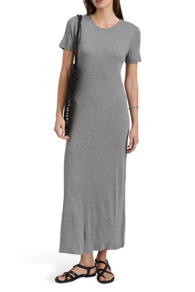 Carolyn Fine Rib Dress, Main, color, HEATHER GREY