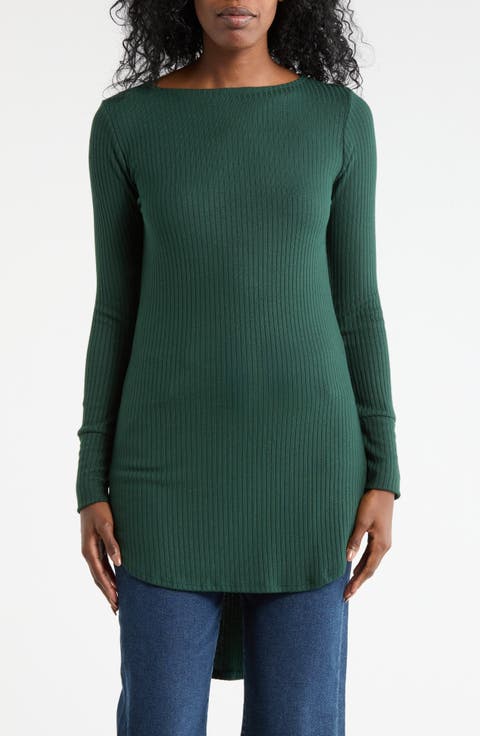 Boat Neck High Low Sweater
