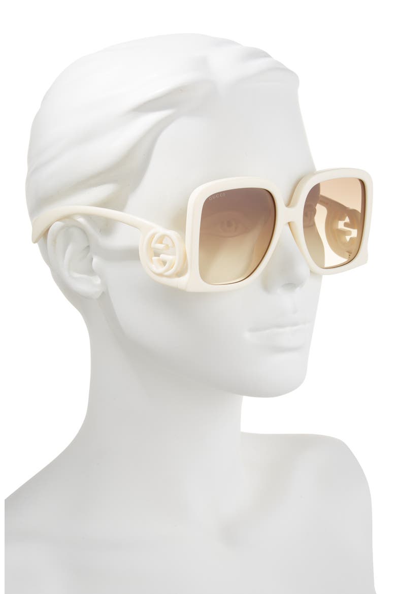 58mm Square Sunglasses, Alternate, color, IVORY IVORY BROWN