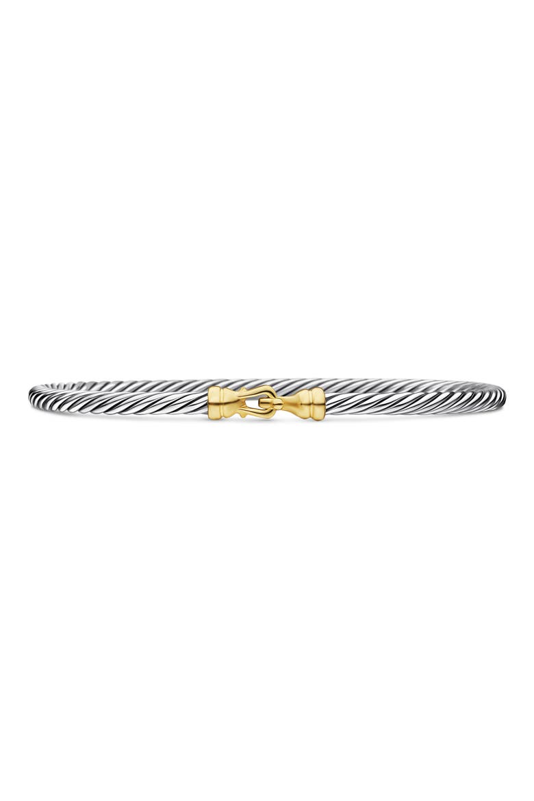 Cable Collectibles Buckle Bangle Bracelet with 18K Gold, 3mm, Main, color, TWO TONE