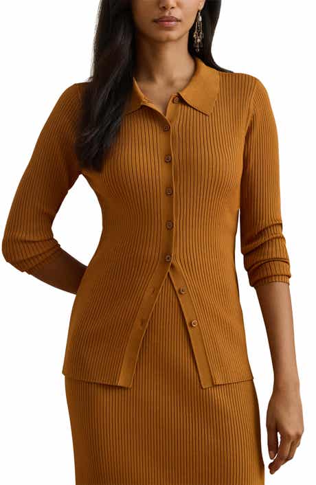 Lauren Ralph Lauren Rib Collared Cardigan