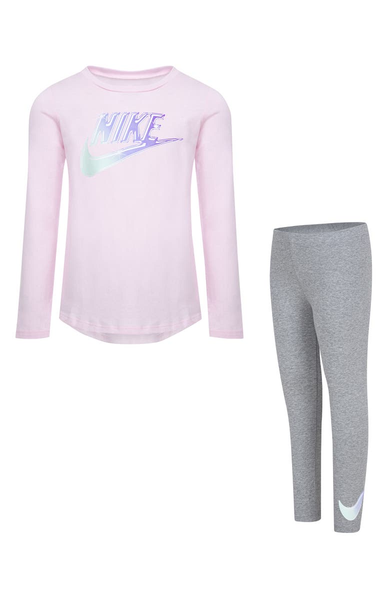 Nike Kids' Long Sleeve Top & Leggings Set, Main, color, 042Dk Grey