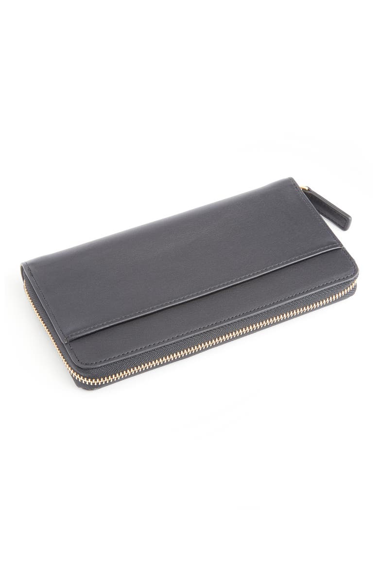 Continental RFID Leather Zip Wallet, Alternate, color, BLACK