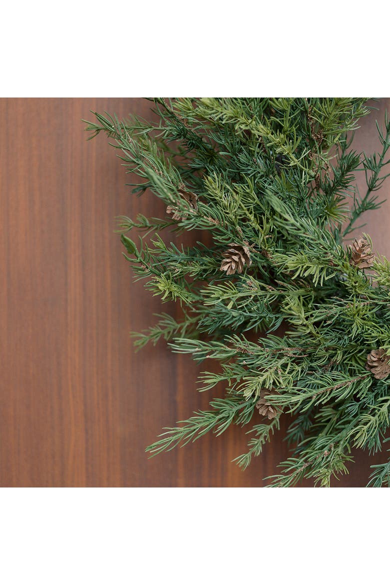 28" Artificial Pine Wreath with Pinecones, Alternate, color, Green