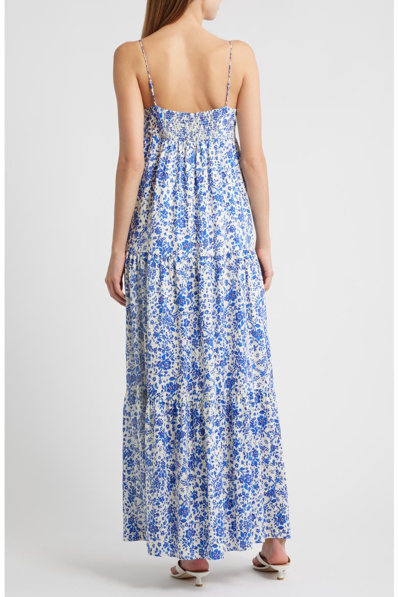 Mica Print Cotton Blend Tiered Maxi Sundress, Alternate, color, BLUE MARGUERITE