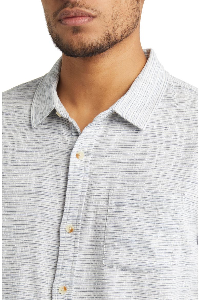 Stripe Short Sleeve Selvage Button-Up Shirt, Alternate, color, BLUE MINI STRIPE