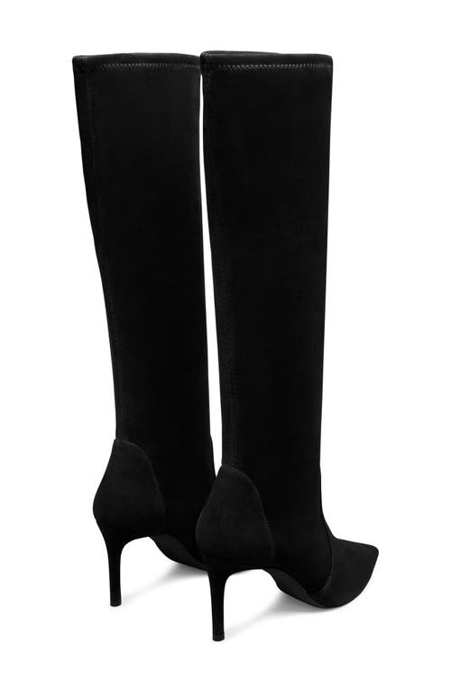 Stuart Weitzman 80mm Pointed-toe Stretch-knit Boots In Black
