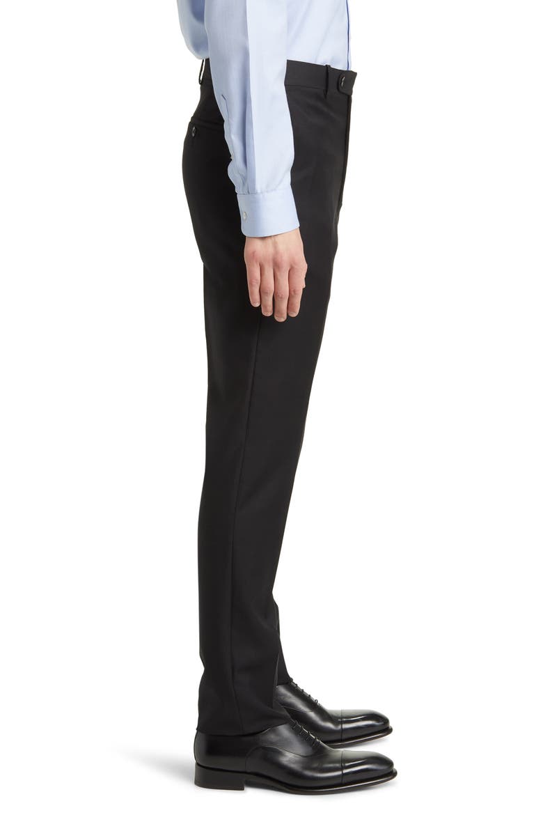 Harker Flat Front Wool Dress Pants, Alternate, color, BLACK