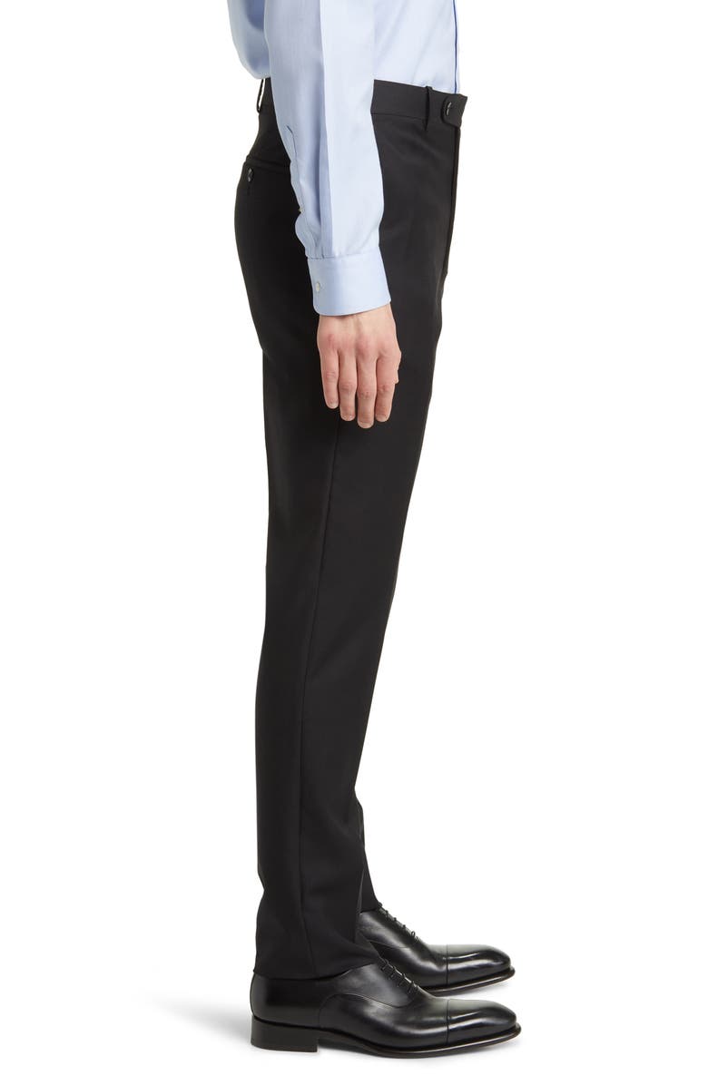 Peter Millar Harker Flat Front Wool Dress Pants, Alternate, color, Black