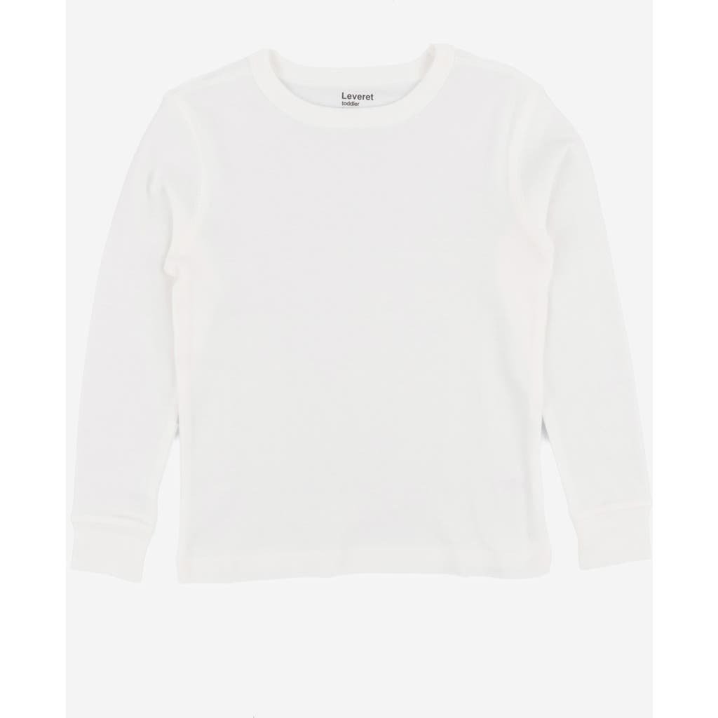 Leveret Kids Long Sleeve T-shirt, 100% Cotton, Solid Colors In White