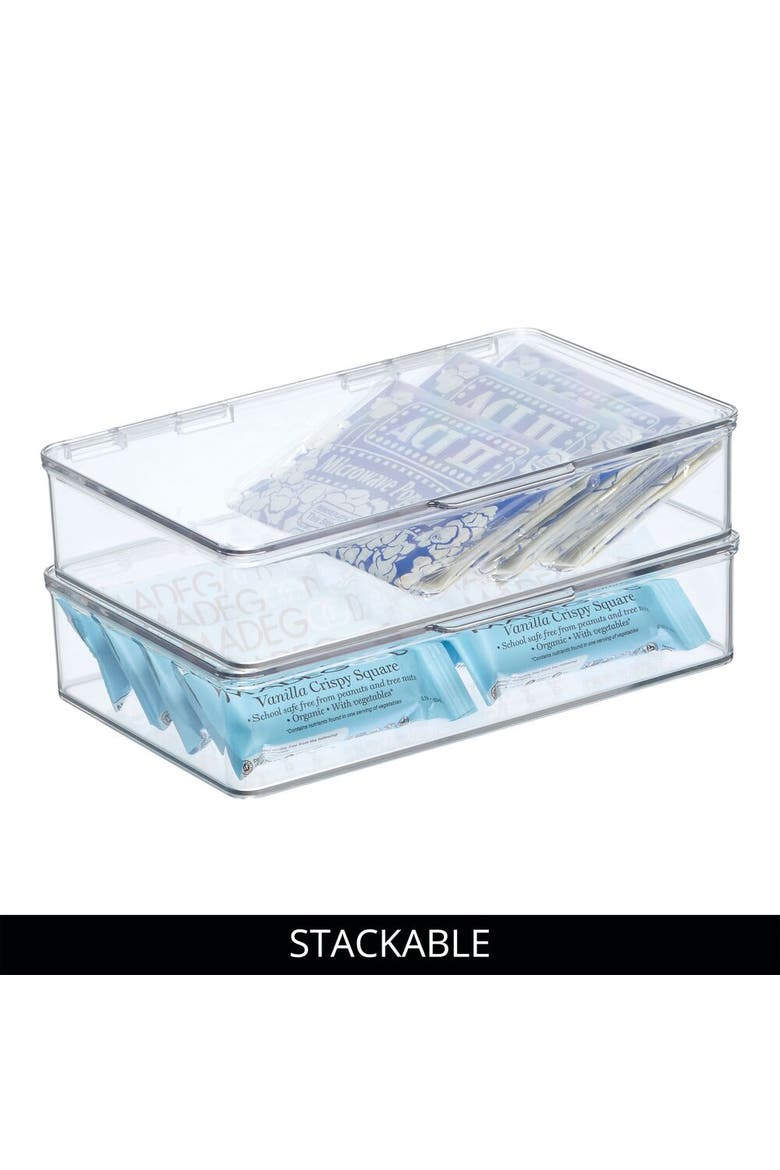 Stackable Hinged-Lid Pantry Storage Box - Set of 2 - Clear, Alternate, color, Clear