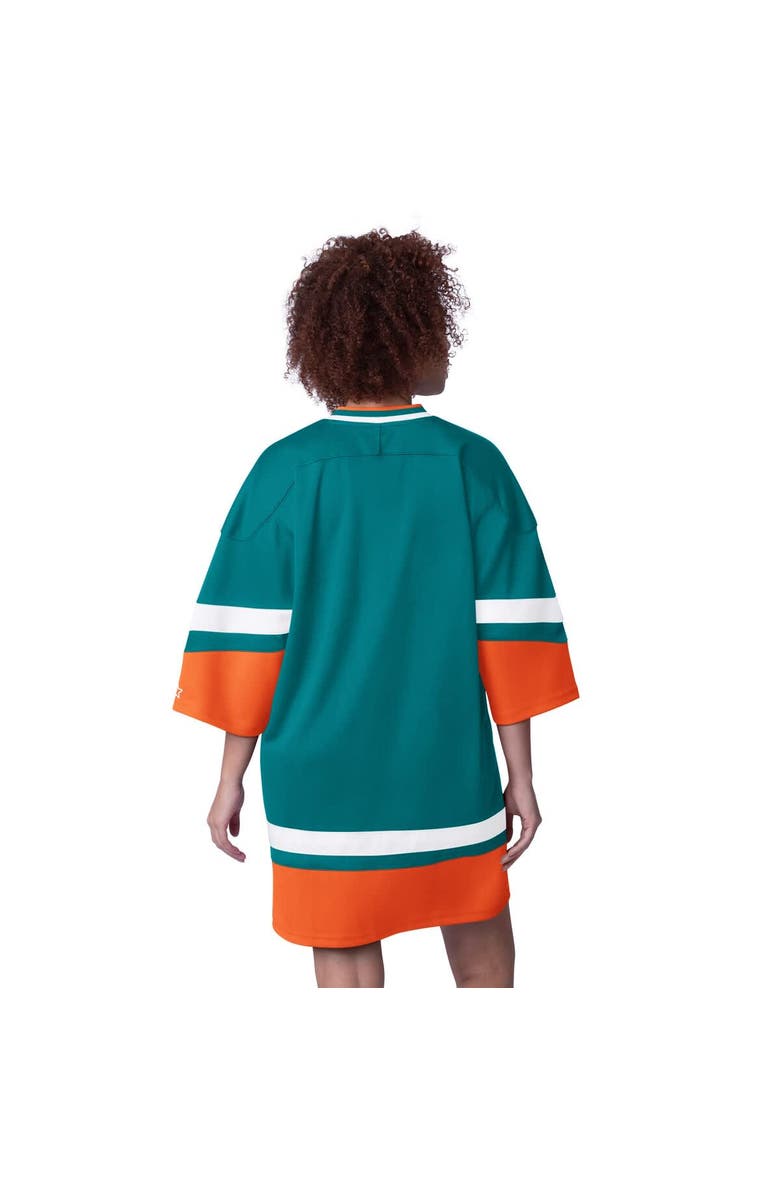 STARTER Women's Starter Aqua Miami Dolphins Slap Shot 3/4 Sleeve Sneaker Dress, Alternate, color, Aqua