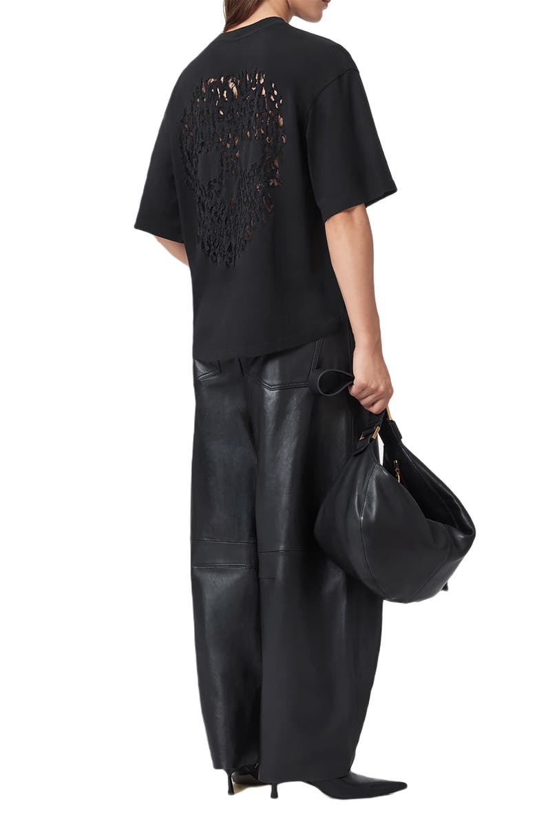AllSaints Craneo Amelie Lace Back T-Shirt, Alternate, color, Black