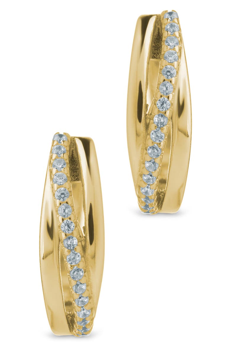 Benedetta Twist Pavé Hoop Earrings, Alternate, color, GOLD