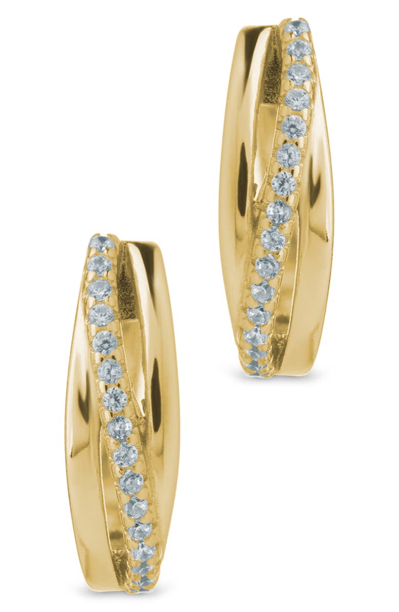 Sterling Forever Benedetta Twist Pavé Hoop Earrings, Alternate, color, Gold