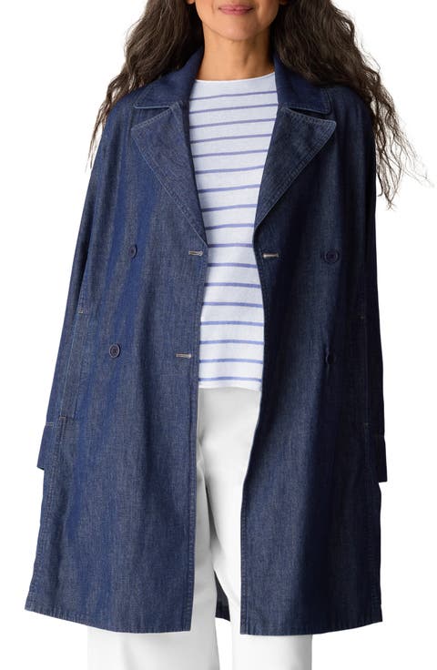 Double Breasted Denim Trench Coat