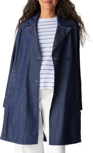 Eileen Fisher Double Breasted Denim Trench Coat