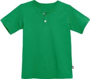CITY THREADS Boys Soft 100% Organic Cotton Jersey Short Sleeve Henley Tee