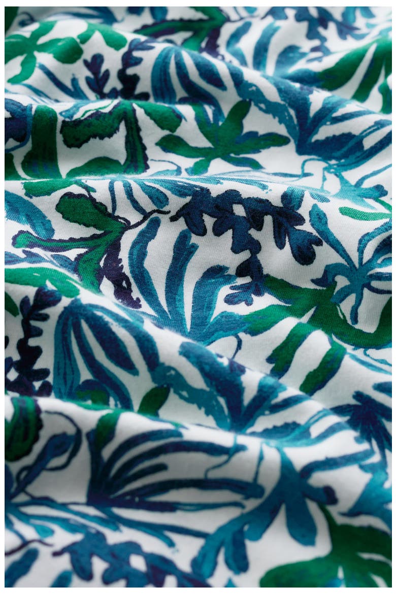 Pier View Frond Print Flare Stretch Organic Cotton Dress, Alternate, color, INKY FRONDS CHALK