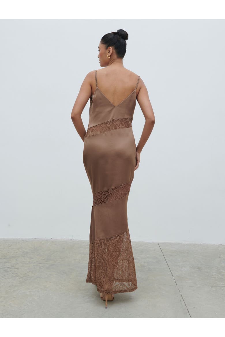 Monique Lace Inserted Slip Dress, Alternate, color, Stone