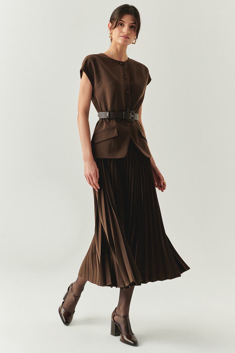 Jolie Midi Dress, Alternate, color, BROWN