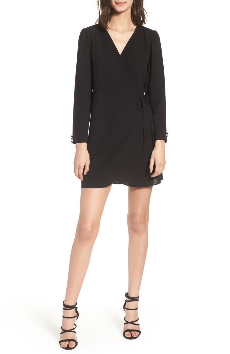 Topshop Crepe Wrap Minidress, Main, color,