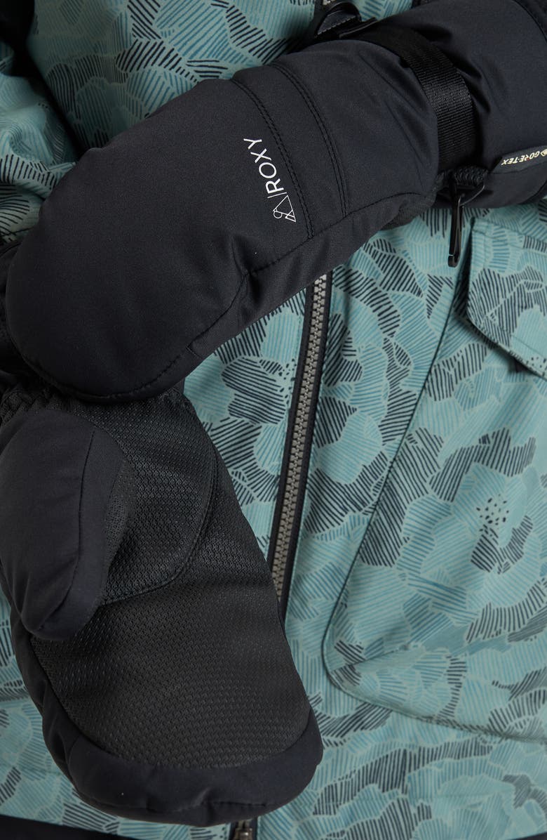 Roxy Gore-Tex<sup>®</sup> Fizz Water Repellent Ski Mittens, Alternate, color, Black